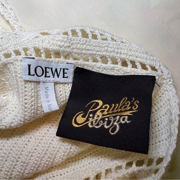 NEW! LOEWE- Crocheted Cotton Halterneck Mini Dress Off White Beige Size Large - Picture 10 of 10